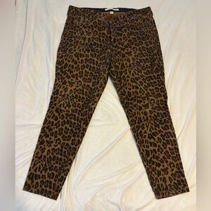 Stretch Denim Leopard Print Pants